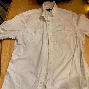 Med Liz Claiborne Mens Short Sleeve White Shirt